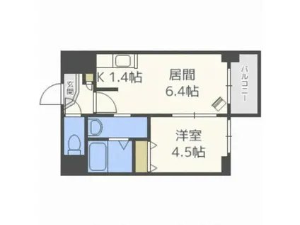 シュクル医大南(1LDK/5階)の間取り写真