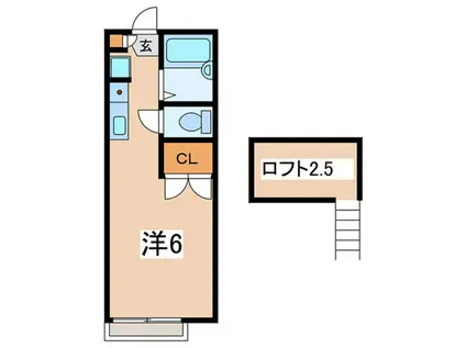 スクエア西湘(ワンルーム/1階)の間取り写真