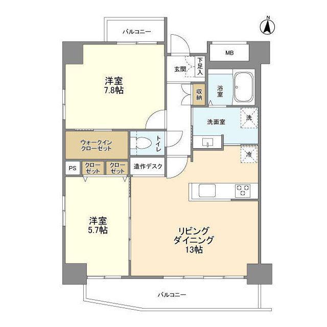 プライムアーバン西日暮里(2LDK/7階)の間取り写真