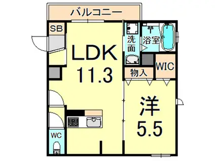 REGULUS(1LDK/2階)の間取り写真