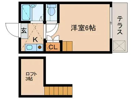 シティパレスJR奈良P-6(1K/1階)の間取り写真