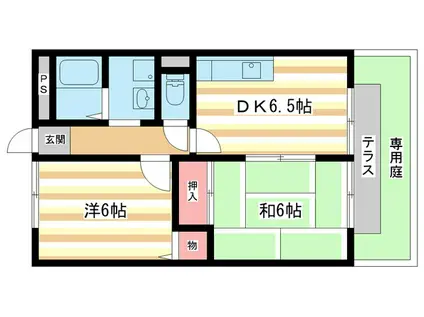 エスト・デ・リビエール(2DK/1階)の間取り写真