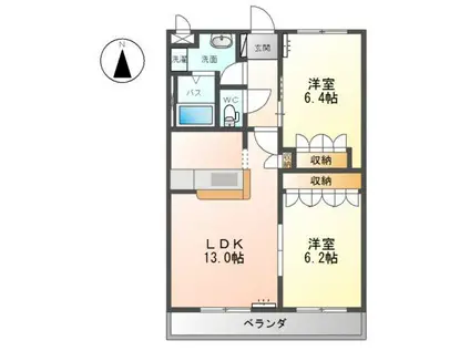 プレサス中浦A(2LDK/3階)の間取り写真