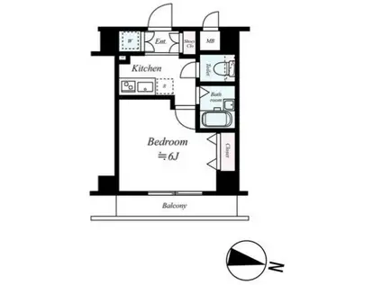 サンテミリオン飯田橋(1K/6階)の間取り写真