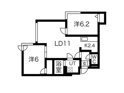 ラ・ヴィクトワール琴似(2LDK/3階)の間取り写真