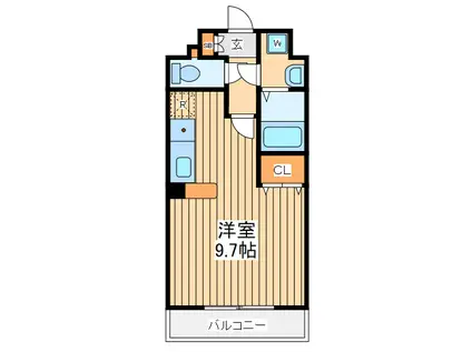 ポン・ルテエール(ワンルーム/2階)の間取り写真