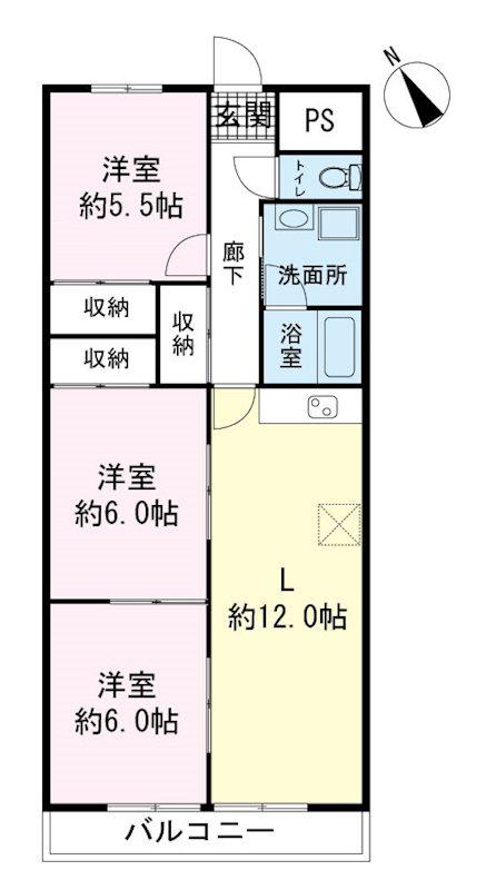 メゾン興国(3LDK/3階)の間取り写真