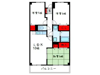 シャンド・フルール(3LDK/1階)の間取り写真