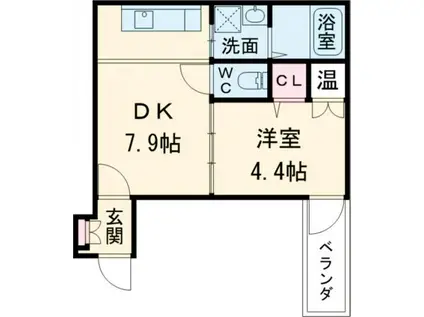 F ASECIA KOBE(1DK/1階)の間取り写真