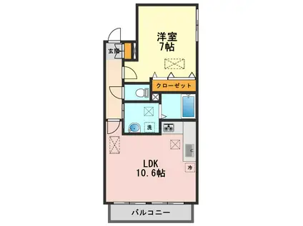 AMAZING GARDEN サウス(1LDK/2階)の間取り写真