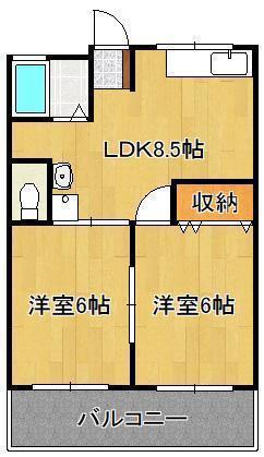 第二白石ビル(2DK/2階)の間取り写真