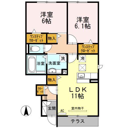ASOBI-PALACE日進 A棟(2LDK/1階)の間取り写真