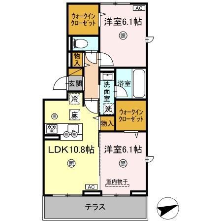シャンティ(2LDK/1階)の間取り写真