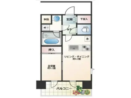 ピアース渋谷ウエスト(1LDK/12階)の間取り写真