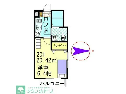 CASAMOMA多摩美(1K/2階)の間取り写真