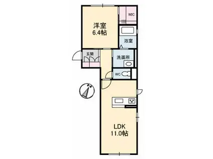 シャーメゾンソレイユ庭瀬(1LDK/1階)の間取り写真