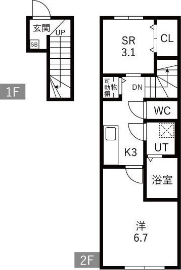 LEVEL VIJF A(1SK/2階)の間取り写真