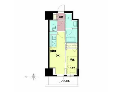 セルン新町(1DK/7階)の間取り写真