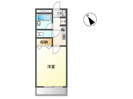 グリーンヒルズ図書館通(1K/2階)の間取り写真