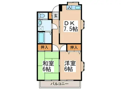 リリーハイツ(2DK/2階)の間取り写真