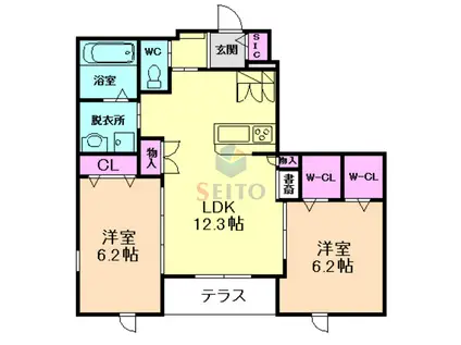 エアミティー江坂(2LDK/3階)の間取り写真