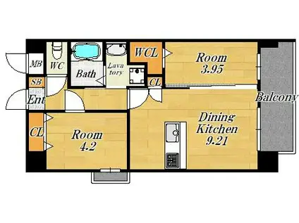 グランステディ城東中央(2LDK/3階)の間取り写真