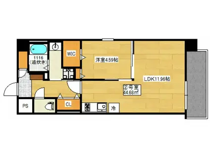 鉄砲町柴崎ビル(1LDK/12階)の間取り写真