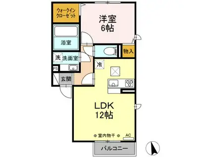 グレイスタウン青葉A(1LDK/1階)の間取り写真