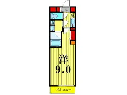 アルテカーサアリビエ東京イースト(1K/2階)の間取り写真