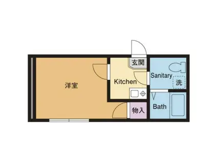 ルミエール2(1K/1階)の間取り写真