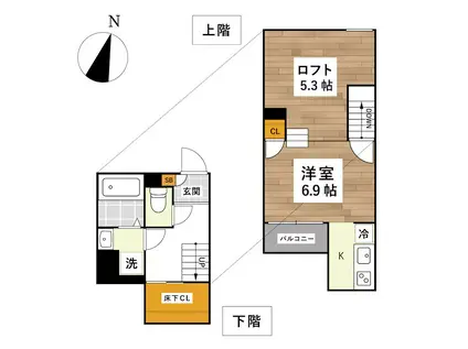 ADC南熊本ALIVE(1K/2階)の間取り写真