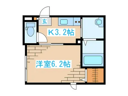 ドリーミオ八幡(1K/1階)の間取り写真