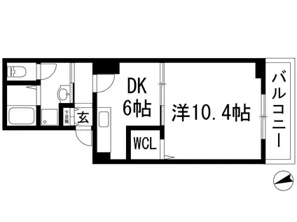 アルトブローテ(1DK/1階)の間取り写真