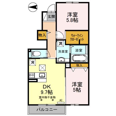 パークハイム巽南(2LDK/1階)の間取り写真