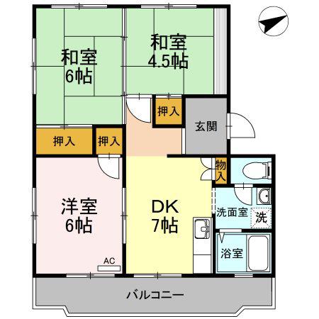 川口東マンション(3DK/3階)の間取り写真