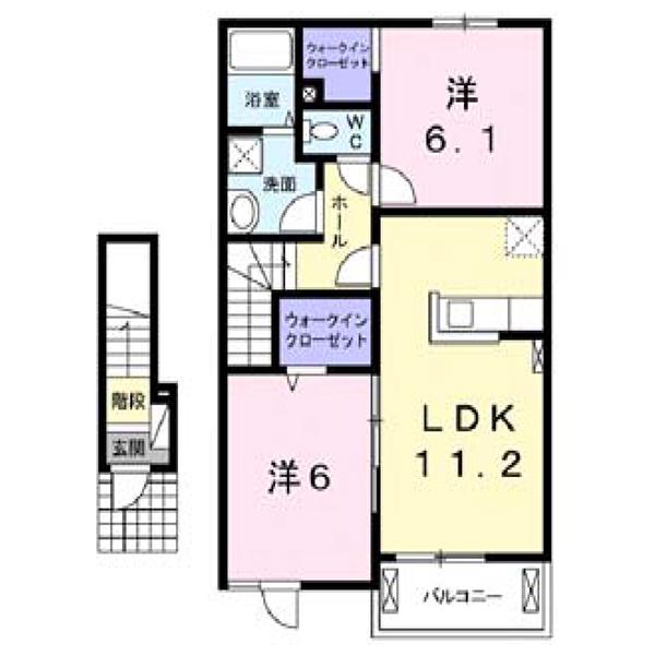 レガーロ・グランツB(2LDK/2階)の間取り写真