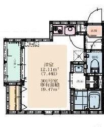 VILLABRISE常盤(ワンルーム/3階)の間取り写真