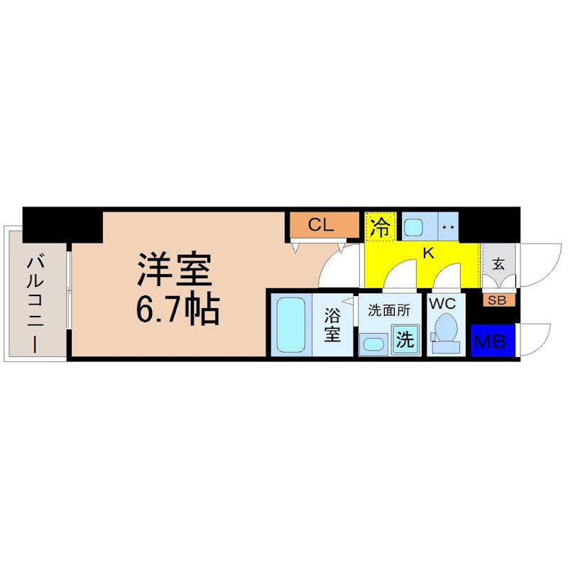 S-RESIDENCE茶屋ヶ坂(1K/5階)の間取り写真