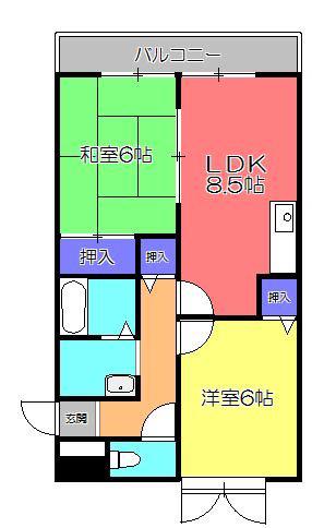 カームハイツ(1LDK/1階)の間取り写真