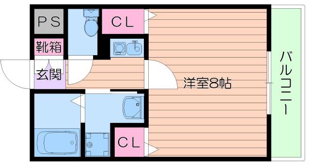 フロラシオン(1K/2階)の間取り写真