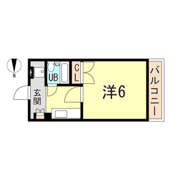 シャルマン湊川(1K/2階)の間取り写真
