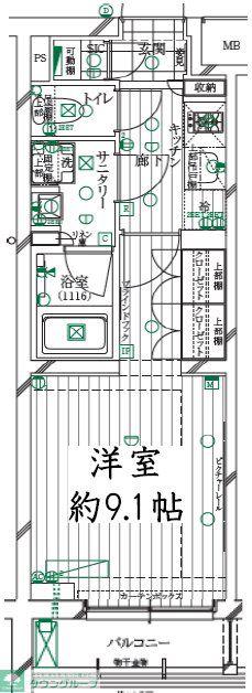レガリス明大前(1K/2階)の間取り写真