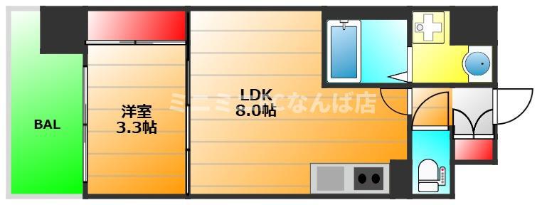 S-RESIDENCE難波西ALTER(1LDK/3階)の間取り写真