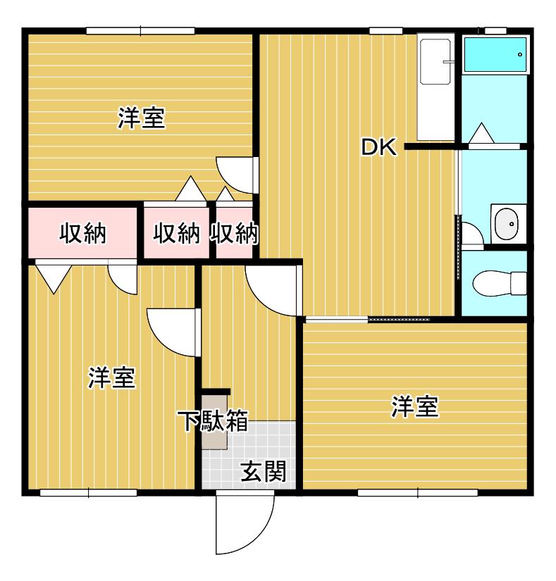 メルベーユ高萩C(3DK/1階)の間取り写真