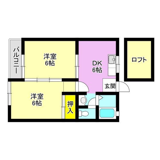 ベルハイム(2DK/2階)の間取り写真