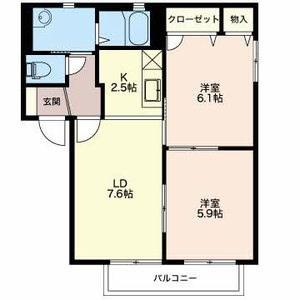 プレシール吉田B(2LDK/1階)の間取り写真