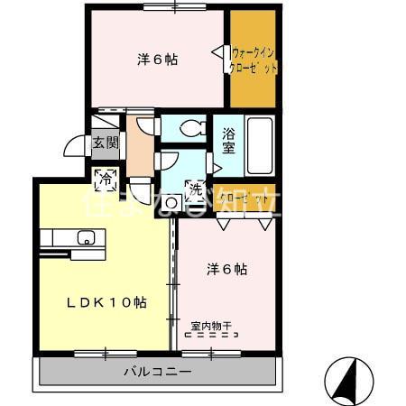 名鉄西尾線 桜井駅(愛知) 徒歩11分 3階建 築17年(2LDK/2階)の間取り写真