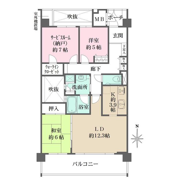 御所西勘解由小路アーバンライフ(2SLDK/2階)の間取り写真
