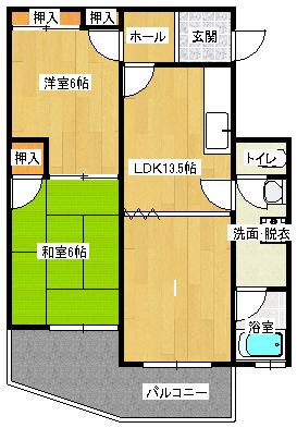 ビバリーヒルズ(2LDK/4階)の間取り写真