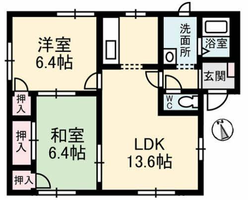 フレグランス大島A棟(2LDK/1階)の間取り写真
